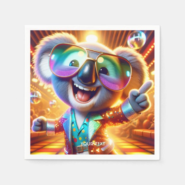 Fantasy Cute Koala Dancing Disco Pappersservett (Framsidan)