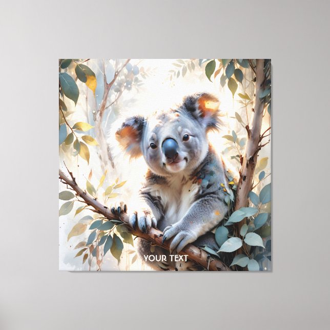 Fantasy Cute Koala Träd Watercolor Canvastryck (Framsida)