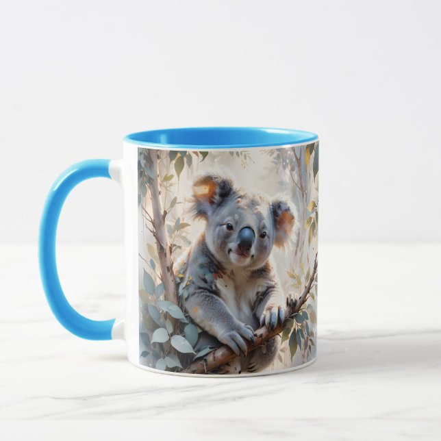 Fantasy Cute Koala Träd Watercolor Mugg (Vänster)