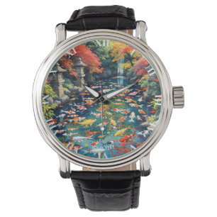 Fantasy Cute Koi Fish Pond Armbandsur