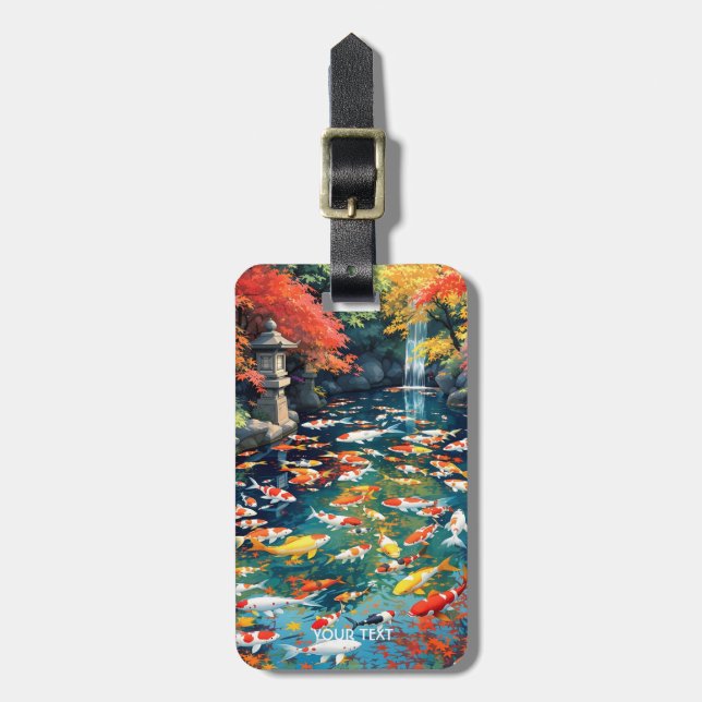 Fantasy Cute Koi Fish Pond Bagagebricka (Vertikal Framsida)