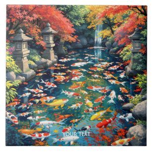 Fantasy Cute Koi Fish Pond Kakelplatta