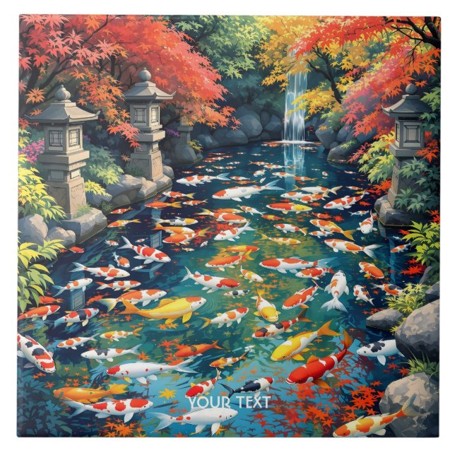 Fantasy Cute Koi Fish Pond Kakelplatta (Framsidan)