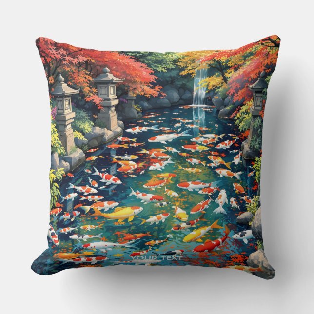 Fantasy Cute Koi Fish Pond Kudde (Framsida)