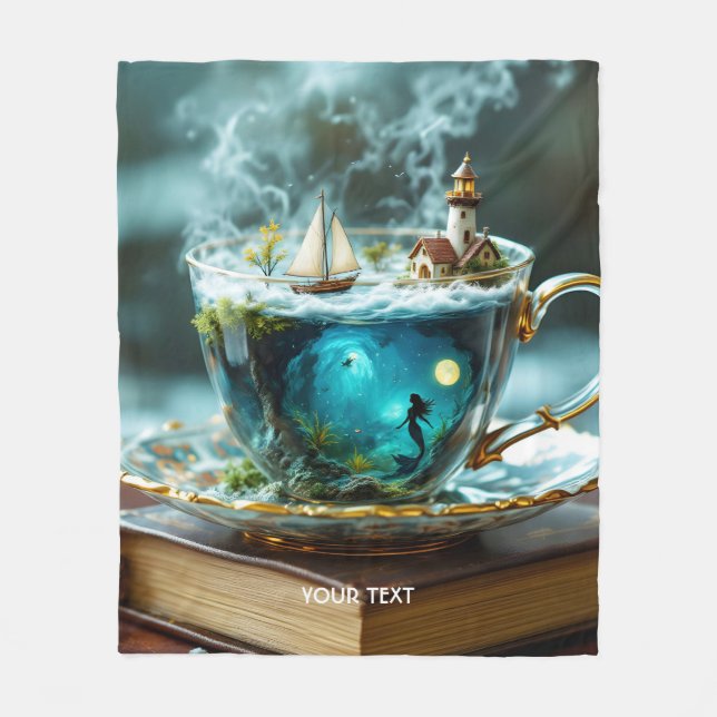 Fantasy Cute Kopp Ocean Boat Fleecefilt (Framsidan)