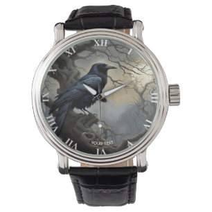 Fantasy Cute Kråka Träd Mörker Armbandsur