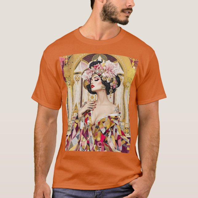 Fantasy Cute Lady Art Deco T Shirt (Framsida)