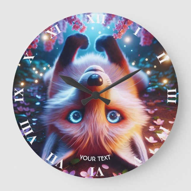 Fantasy Cute Lay Spelning Fox Stor Klocka (Framsida)
