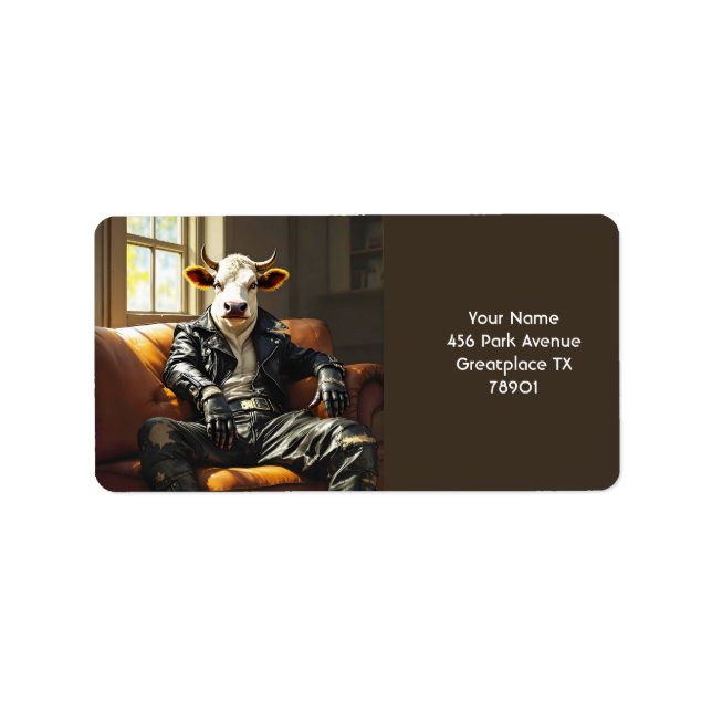 Fantasy Cute Leather Couch Adressetikett (Framsidan)