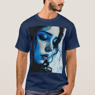 Fantasy Cute Ledsen Girl Blue T Shirt
