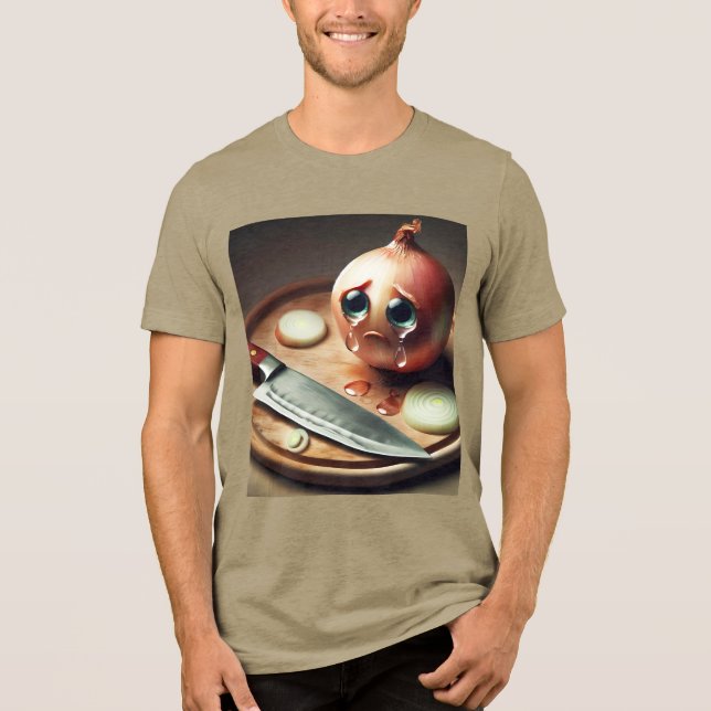 Fantasy Cute Ledsen Onion Gråter T Shirt (Framsida)