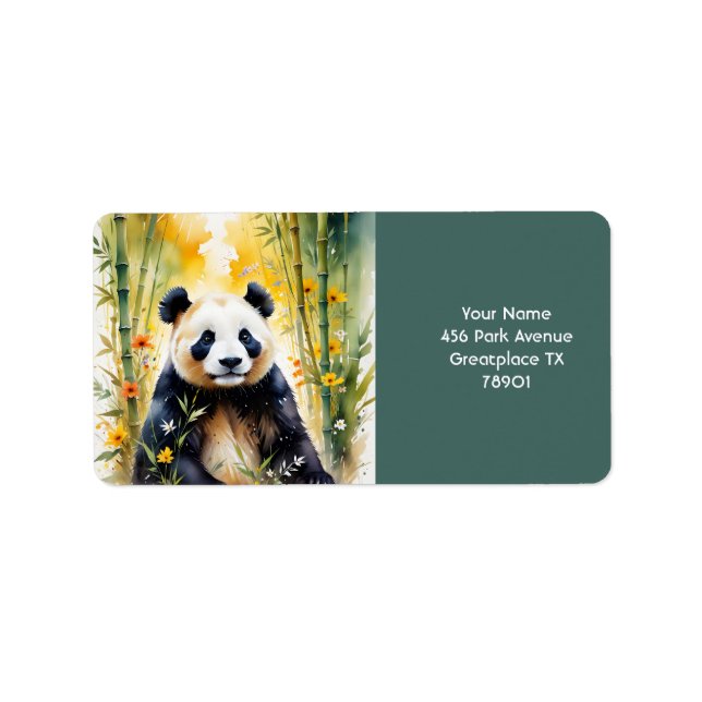 Fantasy Cute Ledsen Panda Forest Adressetikett (Framsidan)