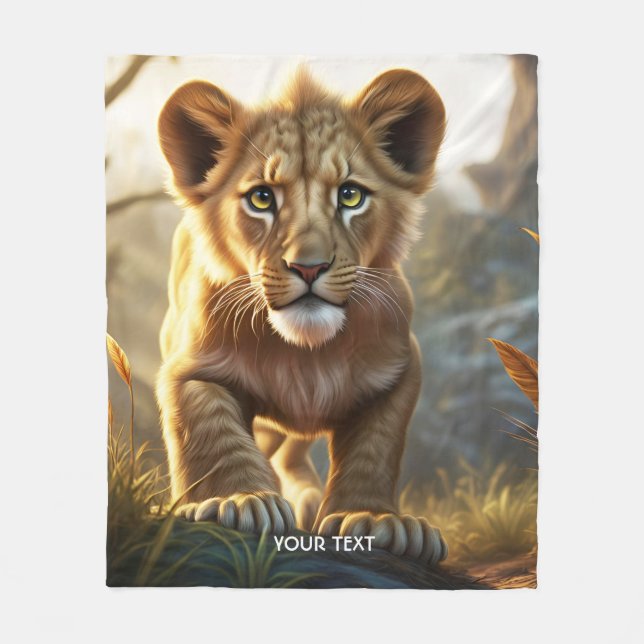 Fantasy Cute Lejonare Unge Forest Fleecefilt (Framsidan)