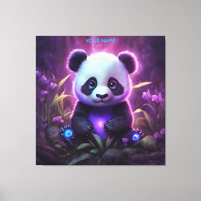 Fantasy Cute Lila Baby Panda Canvastryck (Framsida)