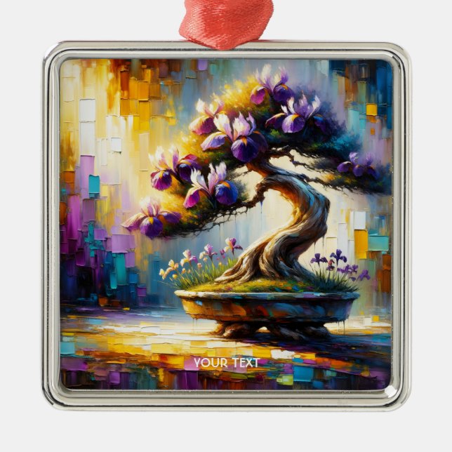 Fantasy Cute Lila Mini Träd Julgransprydnad Metall (Framsidan)