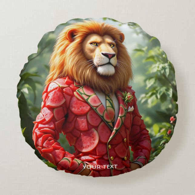 Fantasy Cute Lion Watermelon Suit Rund Kudde (Framsidan)