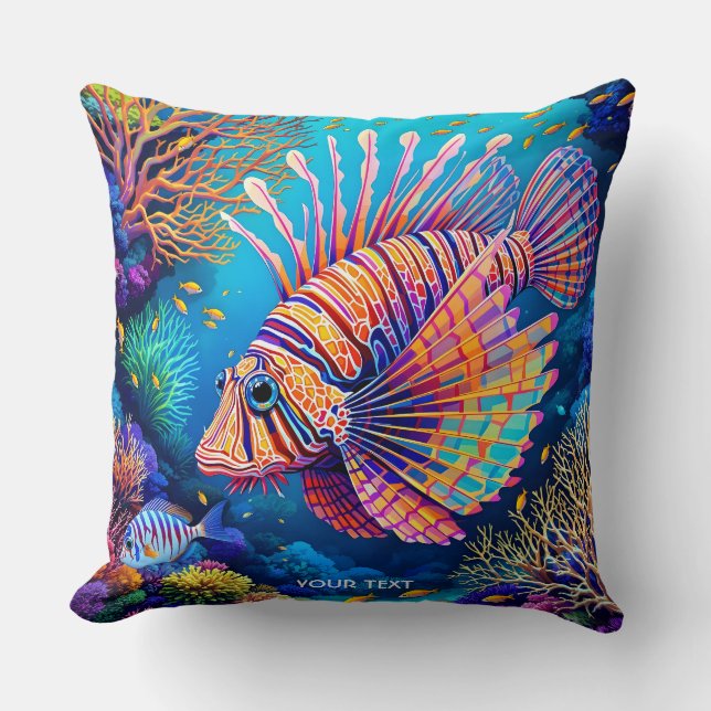 Fantasy Cute Lionfish Coral Reef Kudde (Framsida)