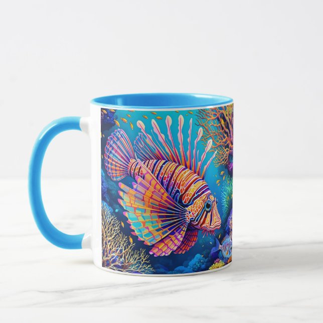 Fantasy Cute Lionfish Coral Reef Mugg (Vänster)