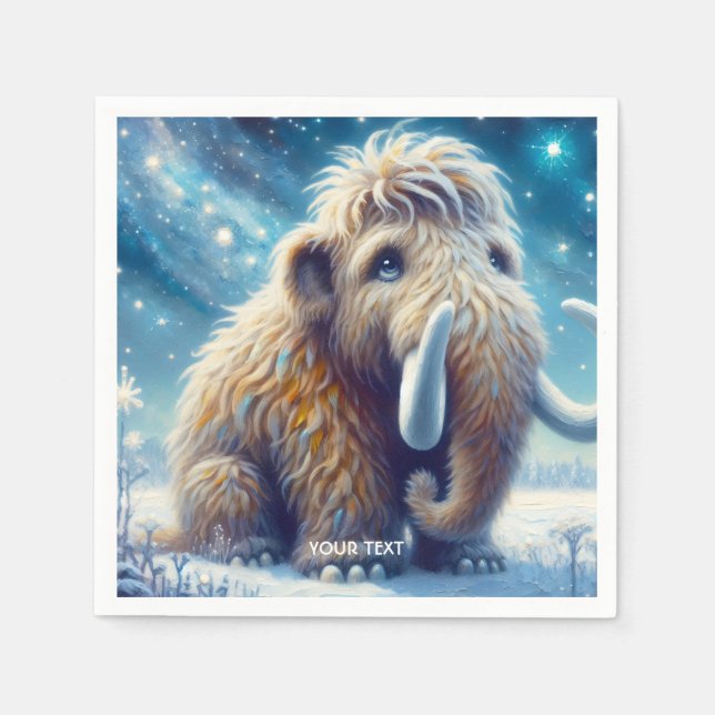Fantasy Cute Little Mammoth Winter Pappersservett (Framsidan)