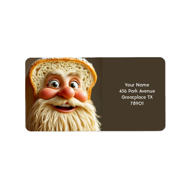 Fantasy Cute Loaf Bread Beard Adressetikett (Framsidan)