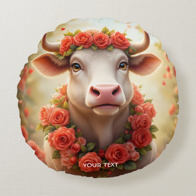Fantasy Cute Loely Cow Ro Rund Kudde (Framsidan)