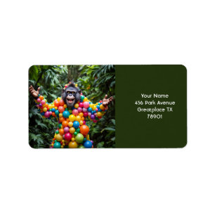 Fantasy Cute Lycklig Colorful Monkey Adressetikett