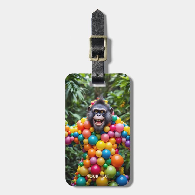 Fantasy Cute Lycklig Colorful Monkey Bagagebricka (Vertikal Framsida)