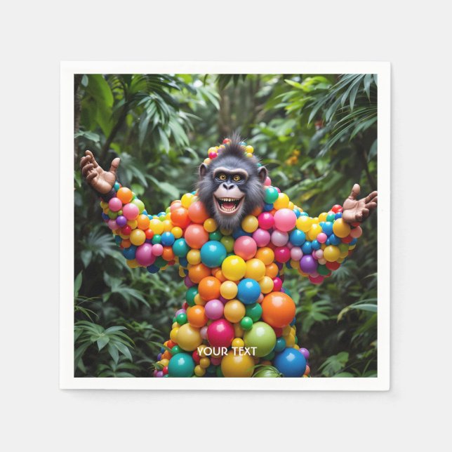 Fantasy Cute Lycklig Colorful Monkey Pappersservett (Framsidan)