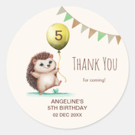 Fantasy Cute Lycklig Hedgehog Balloon Birthday Runt Klistermärke