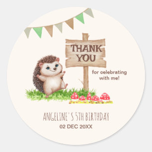 Fantasy Cute Lycklig Hedgehog Forest Birthday Runt Klistermärke