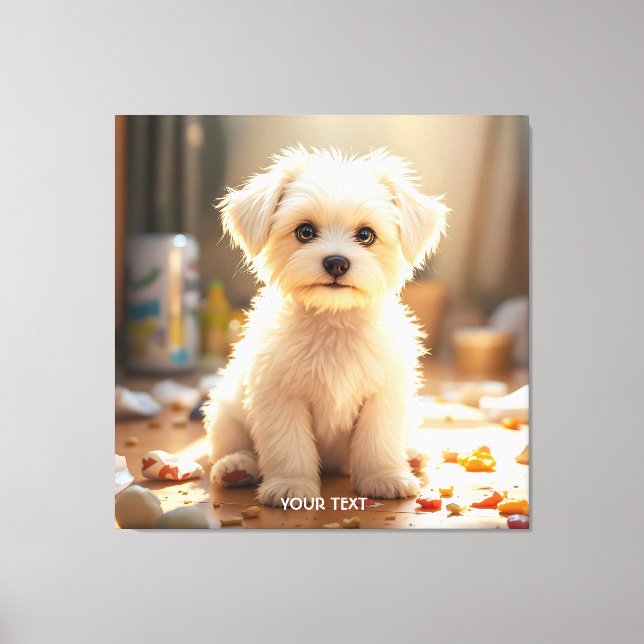 Fantasy Cute Lycklig Malta Puppy Canvastryck (Framsida)