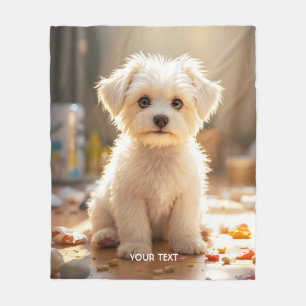 Fantasy Cute Lycklig Malta Puppy Fleecefilt