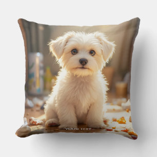 Fantasy Cute Lycklig Malta Puppy Kudde