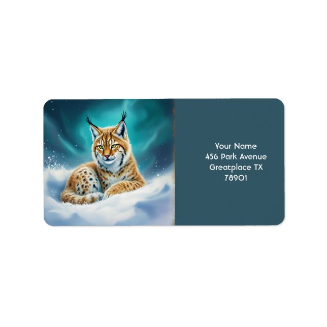 Fantasy Cute Lynx Unge Winter Adressetikett (Framsidan)