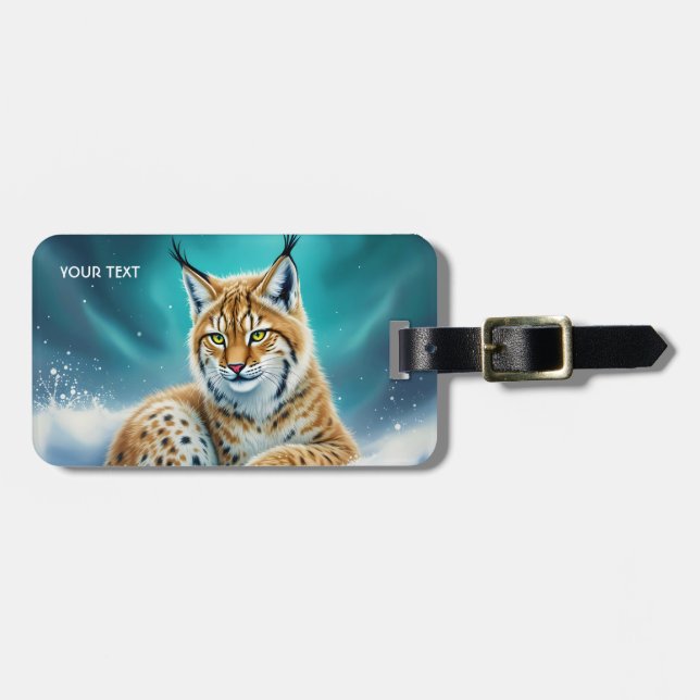 Fantasy Cute Lynx Unge Winter Bagagebricka (Horisontell Framsida)