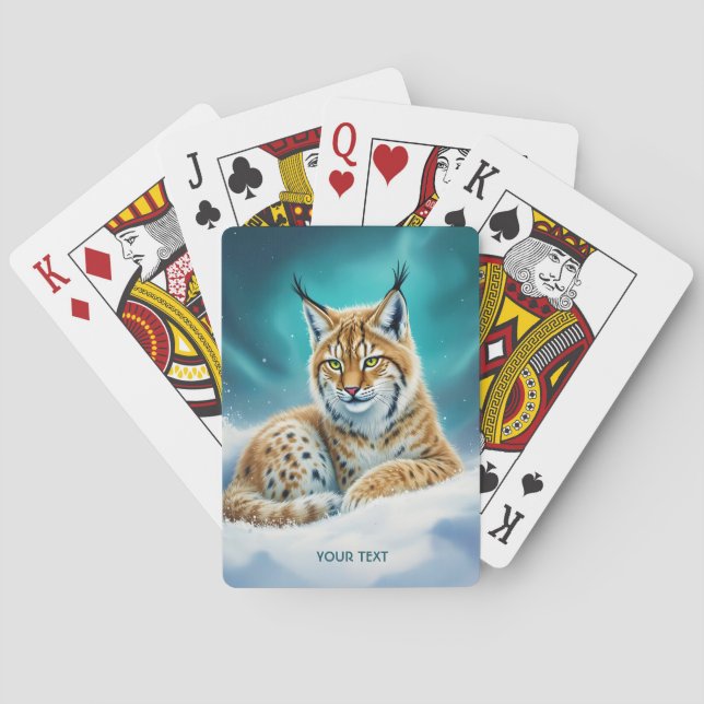 Fantasy Cute Lynx Unge Winter Casinokort (Baksidan)