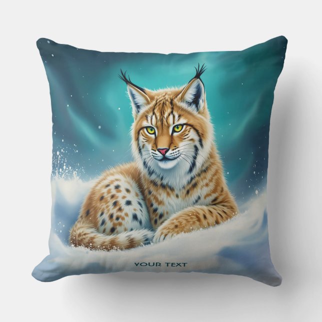 Fantasy Cute Lynx Unge Winter Kudde (Framsida)