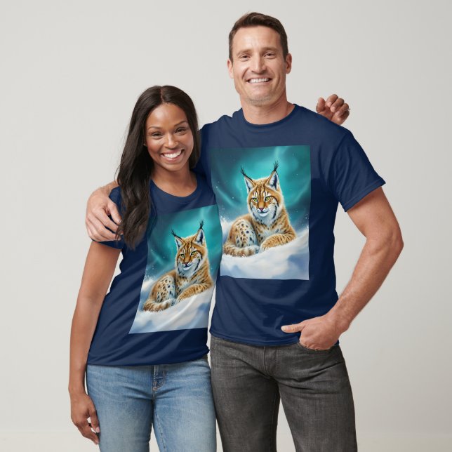 Fantasy Cute Lynx Unge Winter T Shirt (Unisex)