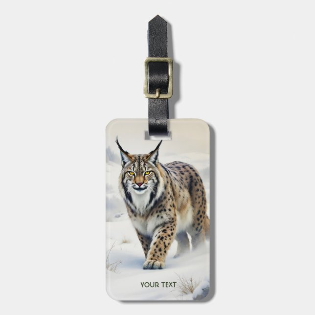 Fantasy Cute Lynx Winter Snö Bagagebricka (Vertikal Framsida)