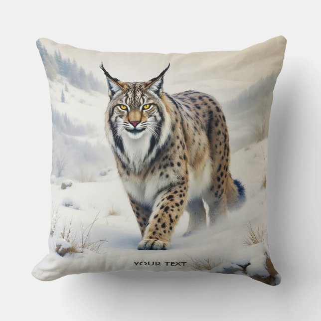 Fantasy Cute Lynx Winter Snö Kudde (Framsida)