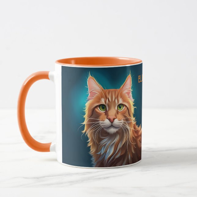 Fantasy Cute Maine Coon Cat, Fantasy Vintage Mugg (Vänster)