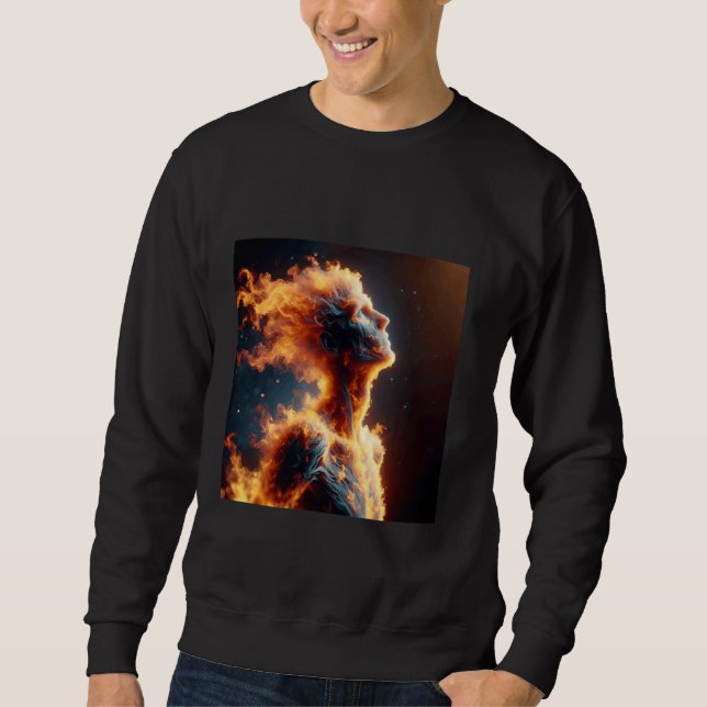Fantasy Cute Man Fire Porträtt Lång Ärmad Tröja (Framsida)