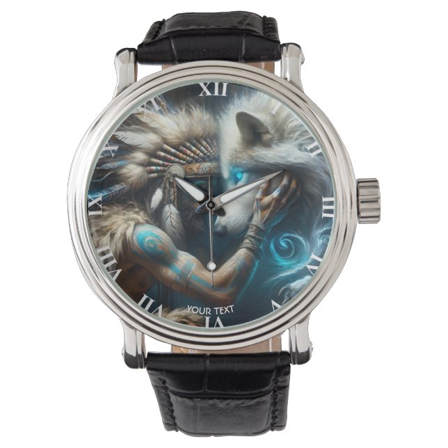Fantasy Cute Man Hugger Varg Armbandsur (Framsida)