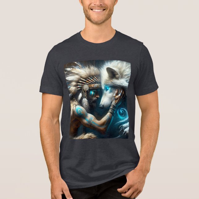 Fantasy Cute Man Hugger Varg T Shirt (Framsida)