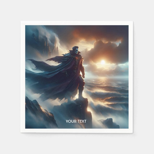 Fantasy Cute Man Night Sea Pappersservett (Framsidan)