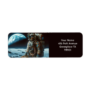 Fantasy Cute Måne Astronaut Bags Returadress Etikett