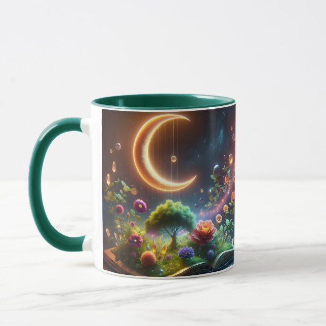 Fantasy Cute Måne Garden Bok Mugg (Vänster)