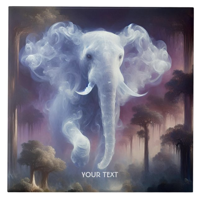 Fantasy Cute Mist Elephant Jungle Kakelplatta (Framsidan)