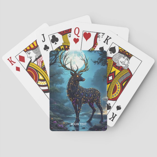 Fantasy Cute Moon Deer Night Casinokort (Baksidan)