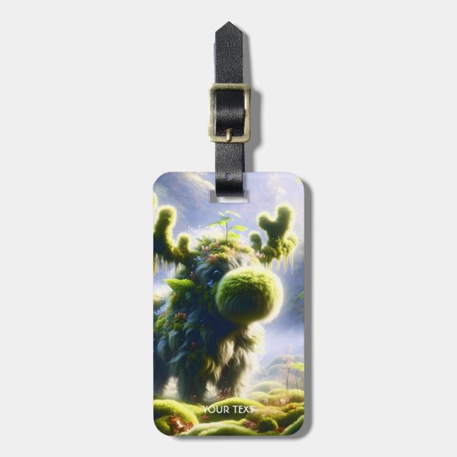Fantasy Cute Moss Moose Forest Bagagebricka (Vertikal Framsida)